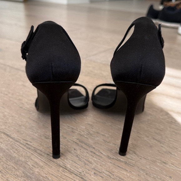 Saint Laurent Satin Black Ankle Strap Heels Size 38 - Picture 4 of 6